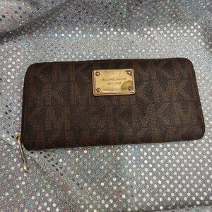 * MICHAEL KORS Wallet Signature Logo BROWN TAN Several Pockets FREE SHIPPING!